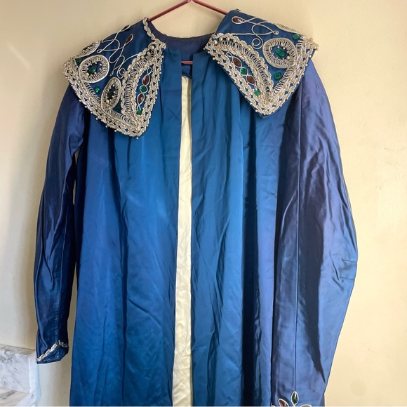 Vintage Handmade Embellished Cloak Coat Royal Blue - Picture 13 of 16